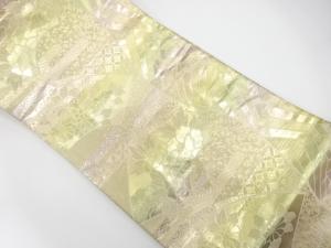 未使用品　佐賀錦　地紙に牡丹・菊・古典柄織り出し　袋帯